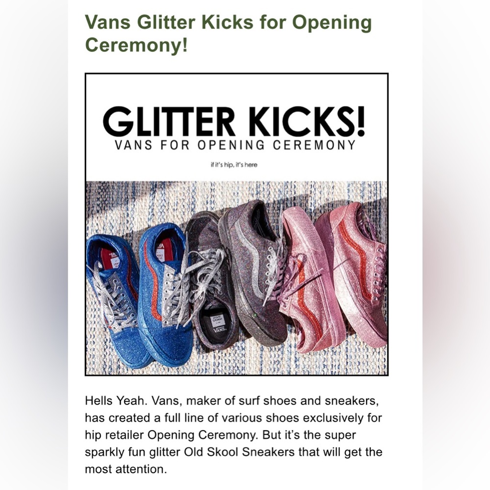 Vans limited edition unisex Olympic Games Glitter Kicks men 7.5 women 9